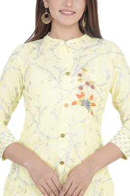 Yellow embroidered rayon diwali-kurtis 4