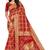 Red printed banarasi cotton saree with blouse