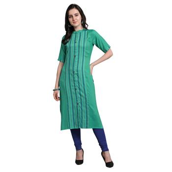 Green woven rayon kurtas-and-kurtis 1