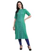Green woven rayon kurtas-and-kurtis