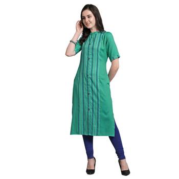 Green woven rayon kurtas-and-kurtis 2