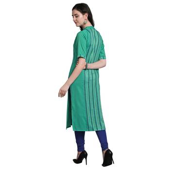 Green woven rayon kurtas-and-kurtis 4