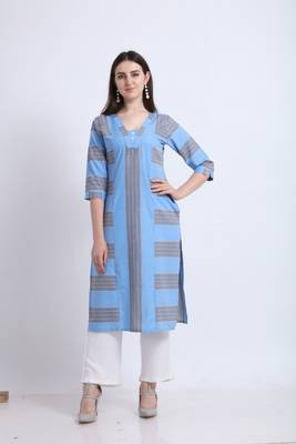 Blue woven liva kurtas-and-kurtis 1
