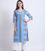 Blue woven liva kurtas-and-kurtis