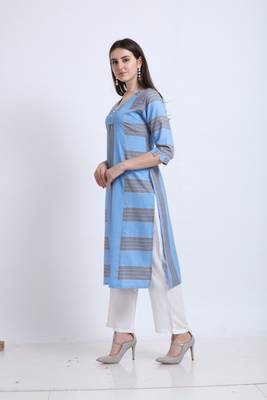 Blue woven liva kurtas-and-kurtis 2