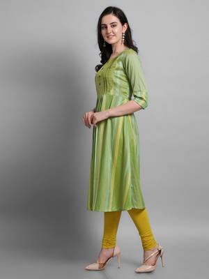 Green plain cotton silk kurtas-and-kurtis 2