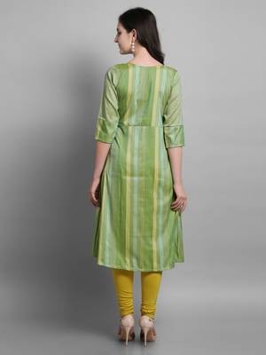 Green plain cotton silk kurtas-and-kurtis 3