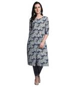Blue woven cotton kurtas-and-kurtis