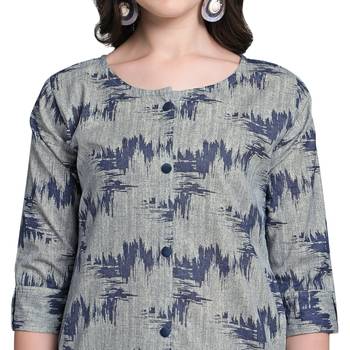 Blue woven cotton kurtas-and-kurtis 4