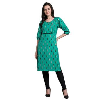 Green woven liva kurtas-and-kurtis 1