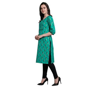 Green woven liva kurtas-and-kurtis 2
