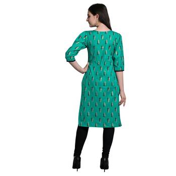 Green woven liva kurtas-and-kurtis 3