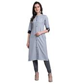 Blue woven rayon kurtas-and-kurtis