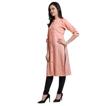 Peach woven cotton kurtas-and-kurtis 2