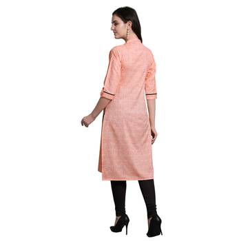 Peach woven cotton kurtas-and-kurtis 3