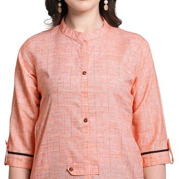 Peach woven cotton kurtas-and-kurtis 4