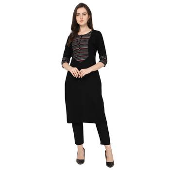 Black woven rayon kurtas-and-kurtis 1