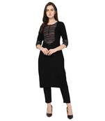 Black woven rayon kurtas-and-kurtis