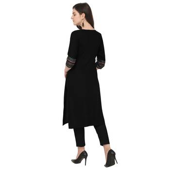 Black woven rayon kurtas-and-kurtis 3