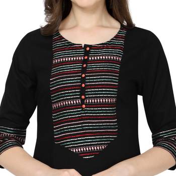 Black woven rayon kurtas-and-kurtis 4