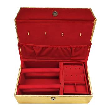 Golden Leather Big Locker Jewellery Storage Box For Women Wooden Jewellery Box 1