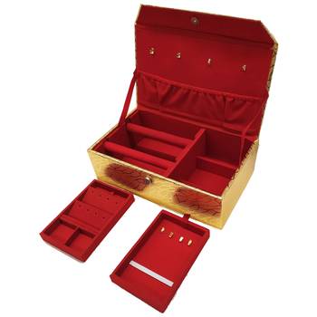 Golden Leather Big Locker Jewellery Storage Box For Women Wooden Jewellery Box 3