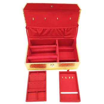Golden Leather Big Locker Jewellery Storage Box For Women Wooden Jewellery Box 4