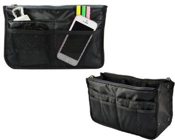 Black Set of 1 Pc Black Nylon Bag Organizer, Polyester Bag Organizer, Handbag Organizer 1