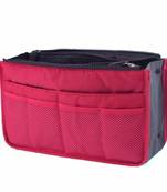 Shree Shyam Product Set of 1 Pc Dark Pink Nylon Bag Organizer, Polyester Bag Organizer, Handbag Organizer
