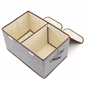 Shree Shyam Product Set of 1 Pc Grey Storage Box Linen Fabric Foldable Basket Cube Organizer Bin Box 3