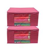  Pink Non Woven Box Saree Cover, 2 Pcs Set