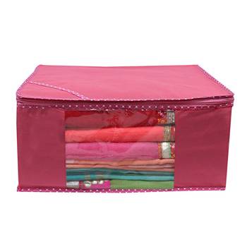  Pink Non Woven Box Saree Cover, 2 Pcs Set 2