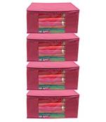 Pink Non Woven Box Saree Cover, 4 Pcs Set