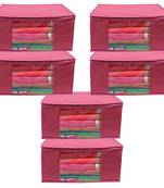 Pink Non Woven Box Saree Cover, 6 Pcs Set