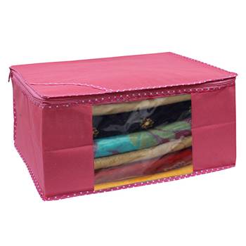 Pink Non Woven Box Saree Cover, 6 Pcs Set 4