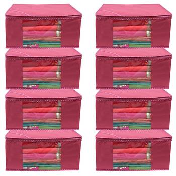 Pink Non Woven Box Saree Cover, 8 Pcs Set 1