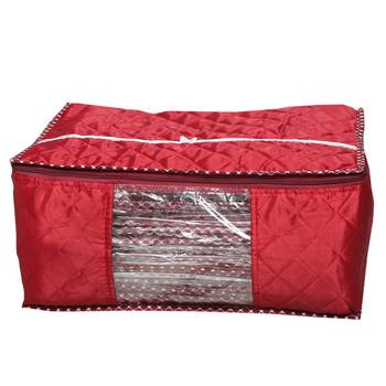 Shree Shyam Products Maroon Box Saree Cover, 2 Pcs Set, Layered Quilted Maroon (10-15 Sarees Capacity) 2