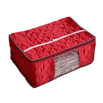 Shree Shyam Products Maroon Box Saree Cover, 2 Pcs Set, Layered Quilted Maroon (10-15 Sarees Capacity) 3