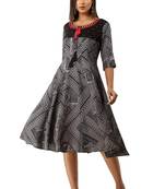 18 FOREVER V R FOR U Women's Rayon Flaired Dress Black Anarkali Suits Kurta Kurtis