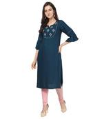 Embroidered straight-fit office wear kurti
