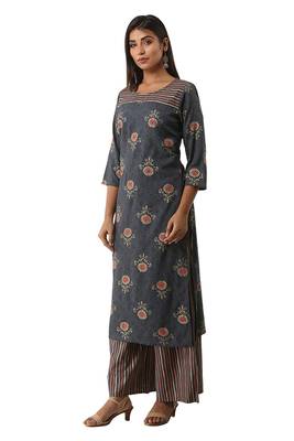 18 FOREVER V R FOR U Women's Rayon Straight Kurta Plazzo Set 1