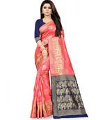 Pink Art Silk Banarasi Woven Saree