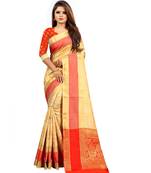 Off White Art Silk Banarasi Woven Saree