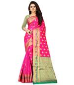 Pink Art Silk Banarasi Woven Saree