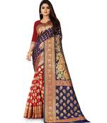 Navy Blue Art Silk Banarasi Woven Saree