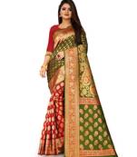 Green Art Silk Banarasi Woven Saree