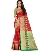 Red Art Silk Banarasi Woven Saree