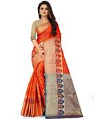 Orange Art Silk Banarasi Woven Saree