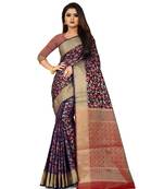 Navy Blue Art Silk Banarasi Woven Saree