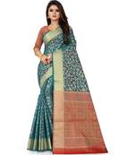 Turquoise Art Silk Banarasi Woven Saree
